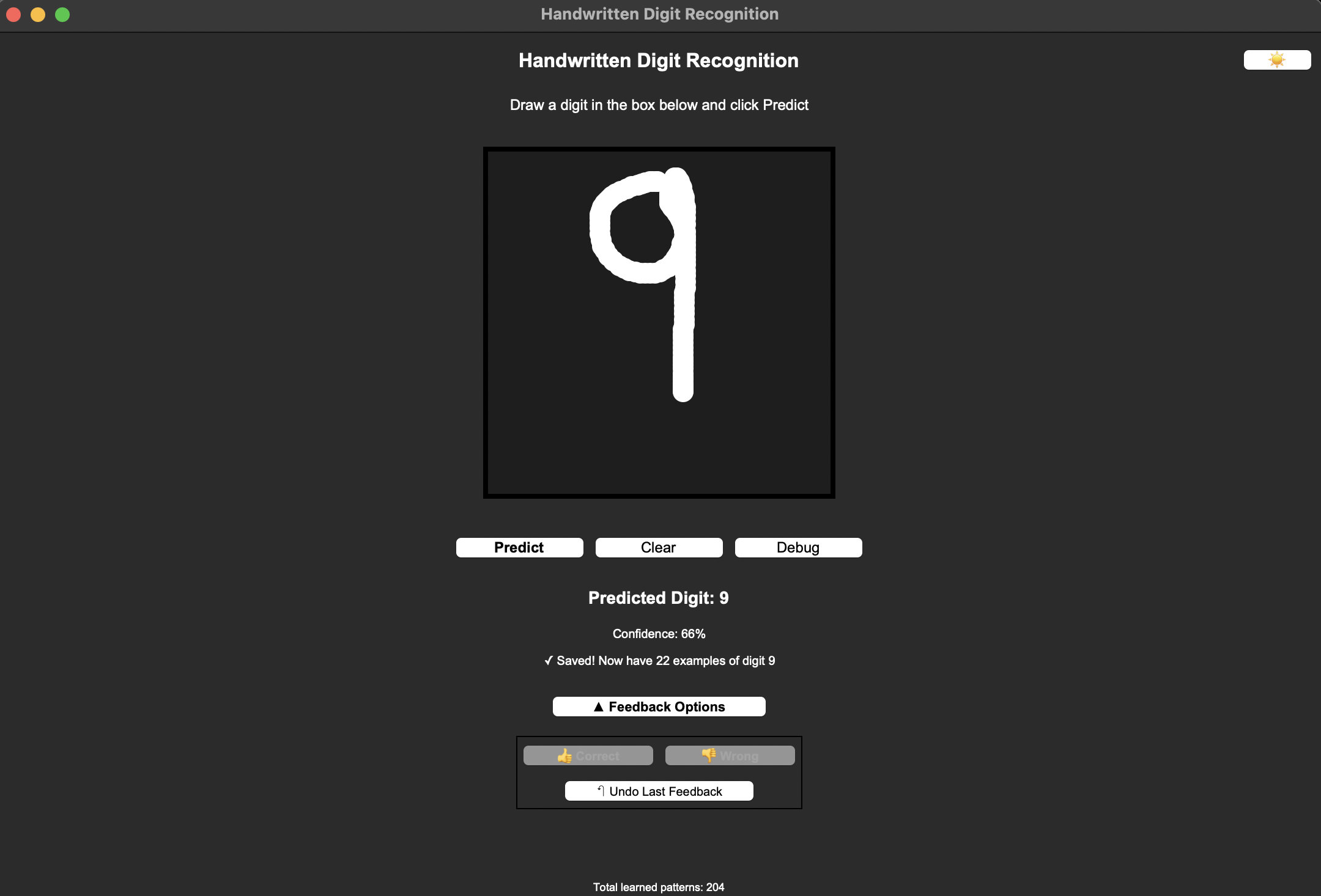 Handwritten digit recognition interface